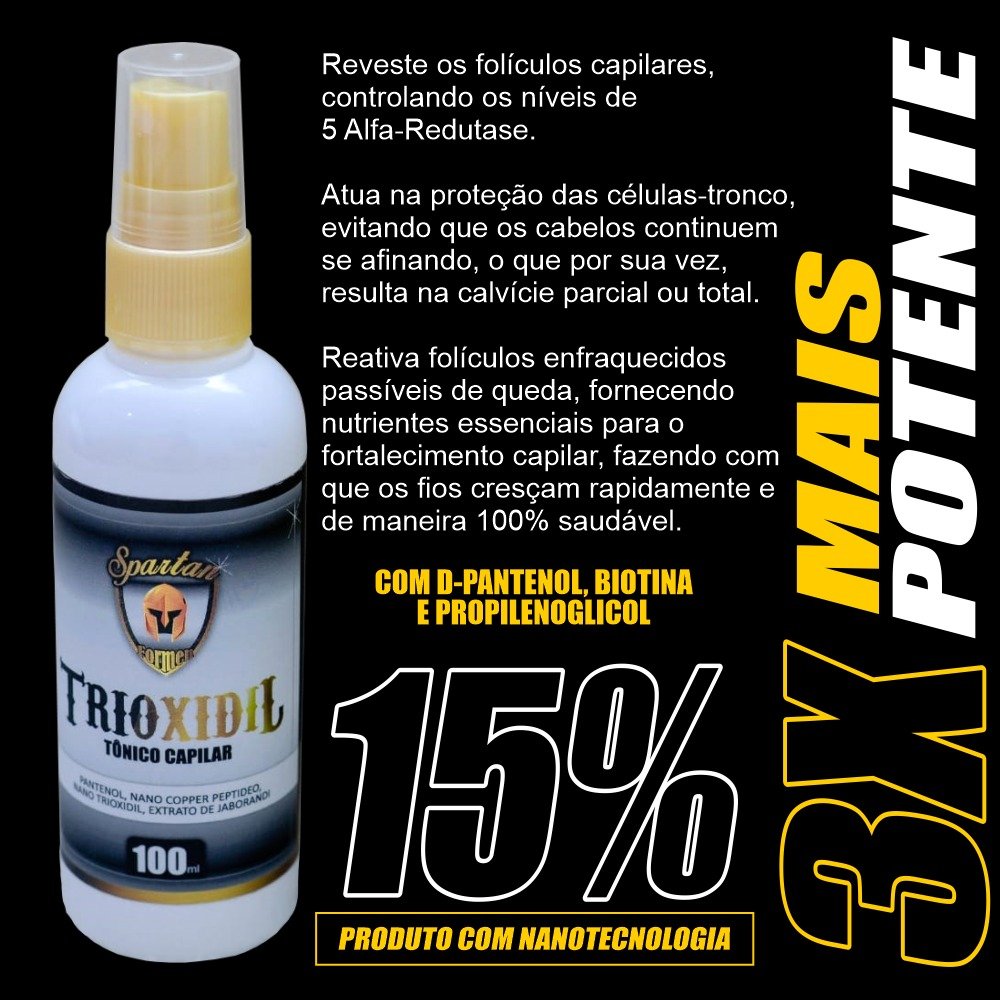 Trioxidil Crescimento de Cabelo, Barba e Sobrancelhas 3 Trioxidil da Spartan Formen 15% onde comprar